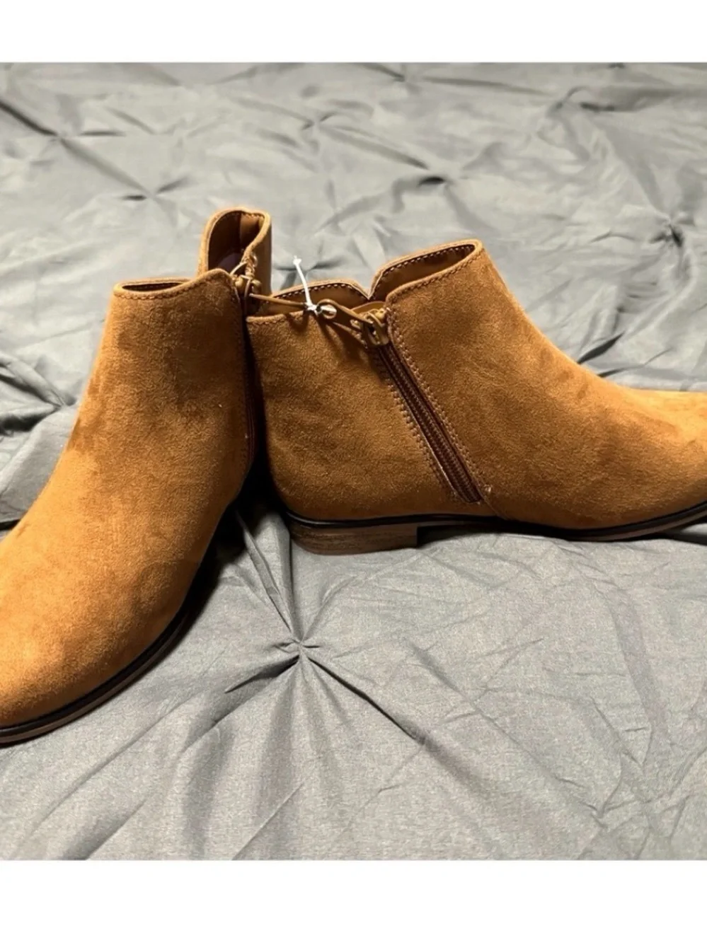 Cat & Jack Girls Size 1 Brown Ankle Boots Side Zip NWOT